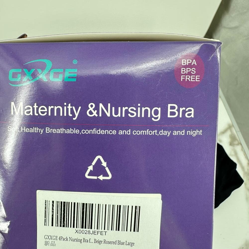 GXXGE Maternity Nursing Bra 4 pc Set Size L Black Tan Blue Burgundy Stretchy NEW - Picture 4 of 7